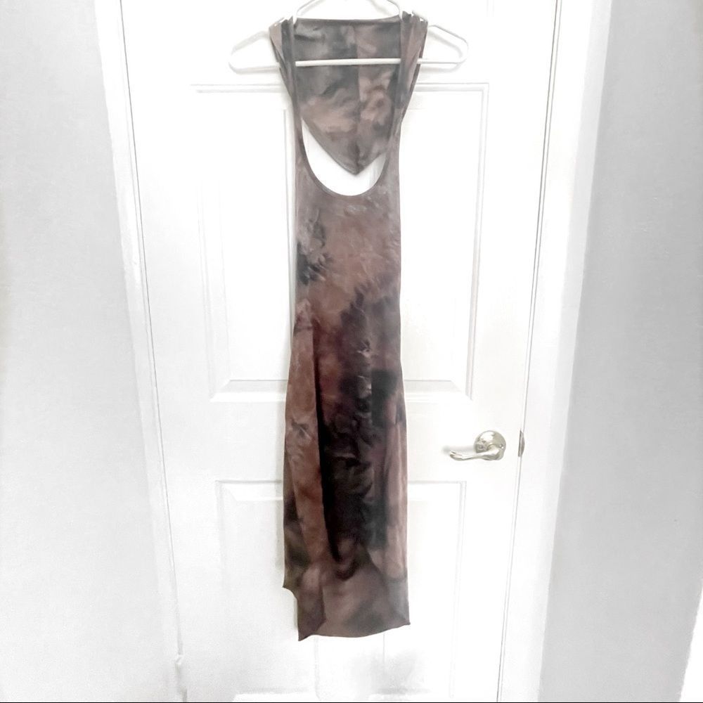 Tie Dye High Low Dress with Hood